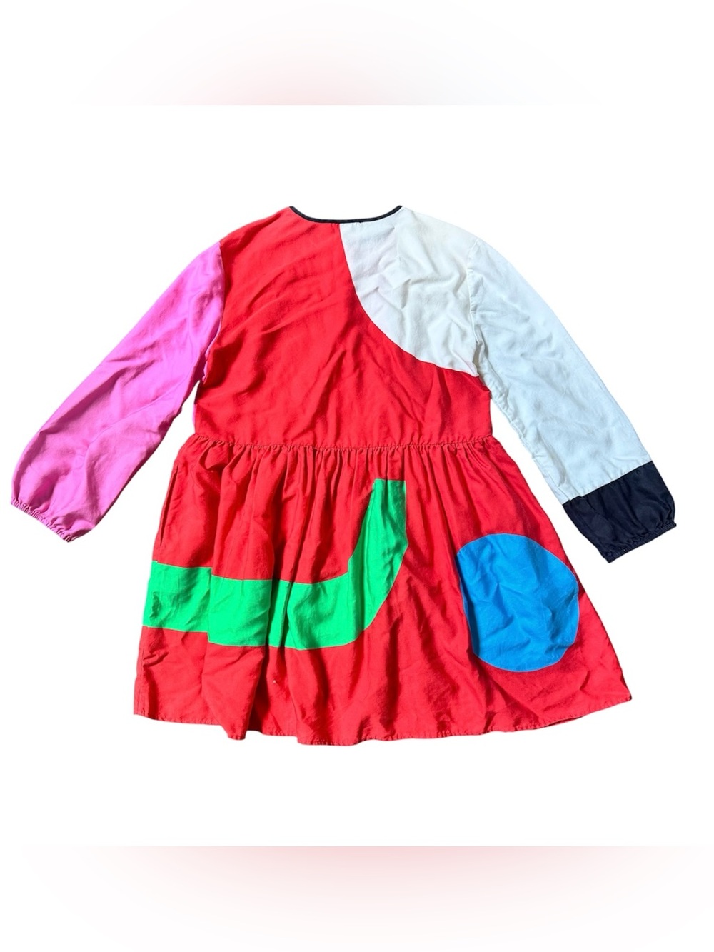 Stella McCartney long sleeve vibrant colorblock zip logo pocket pleat dress - Picture 4 of 7